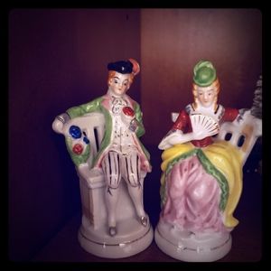 Two painted statues Victorian nobles